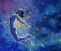 Artistic depiction of a figure with a bow and arrow against a starry night sky.