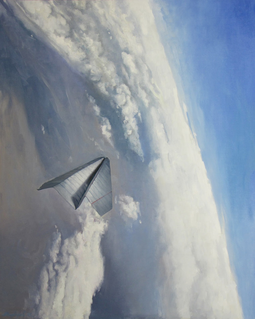 Unmanned aircraft flying over a cloud-covered landscape
