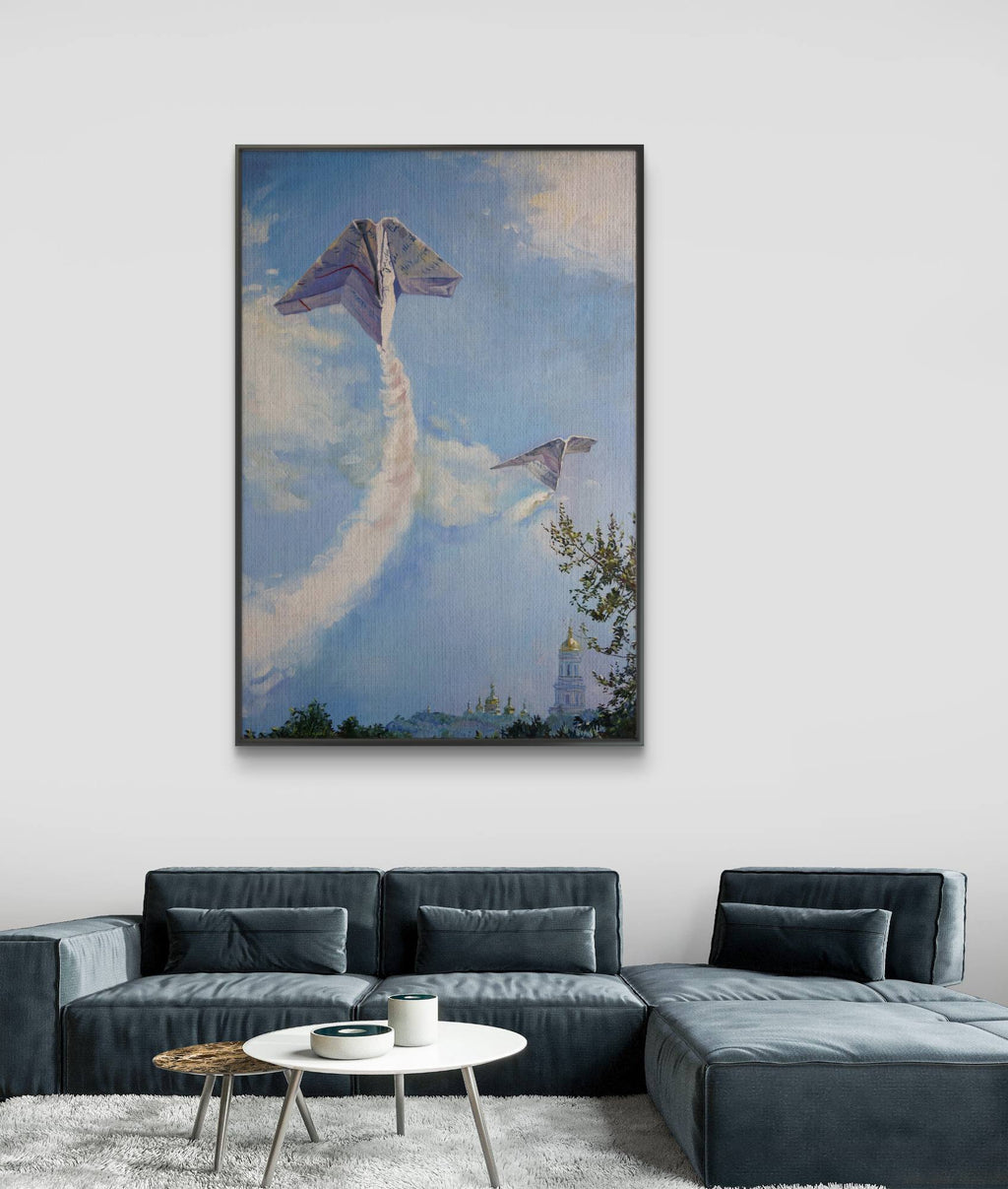 Flying painting in living room