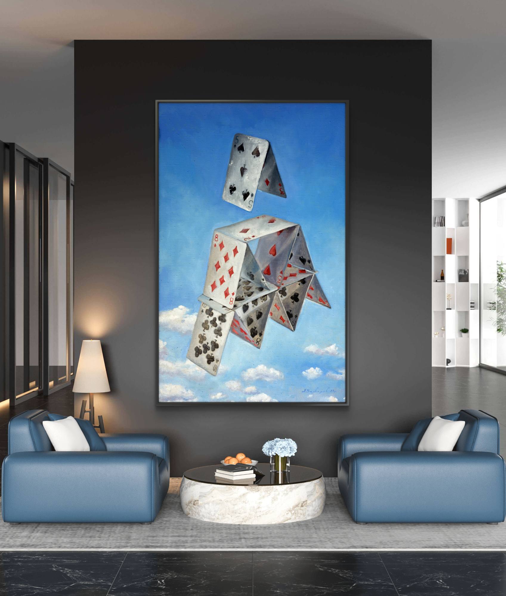 Framed print near the living room