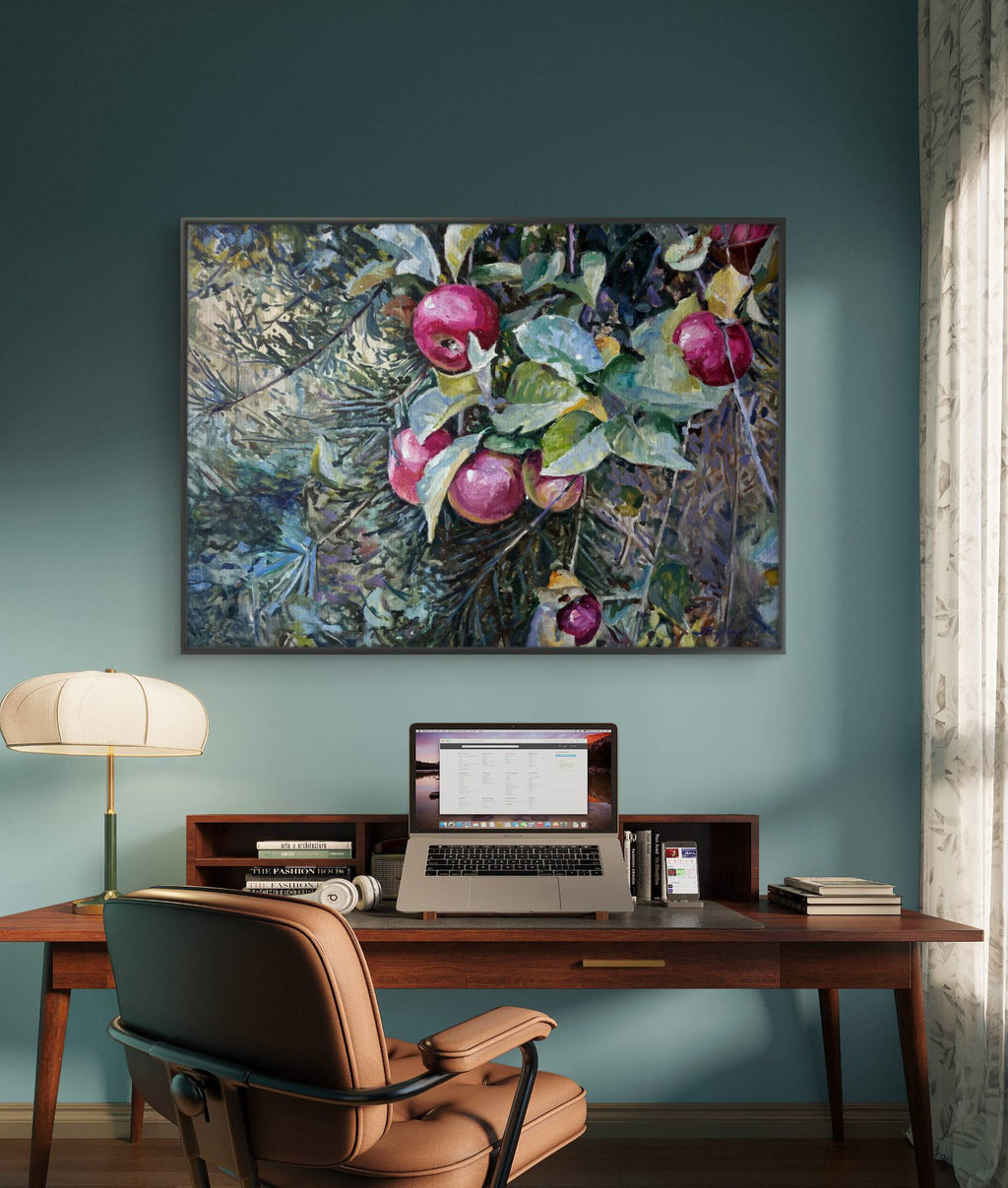 Painting apple on the wall