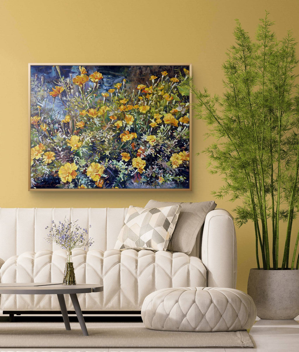 Painting flowers on the wall