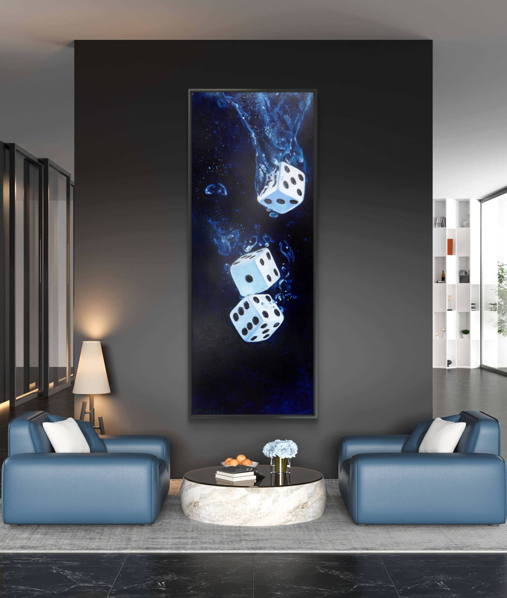 Framed print near the living room